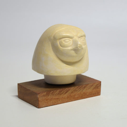Bouchon vase canope Quebehsenouf "tête de faucon" sur socle bois