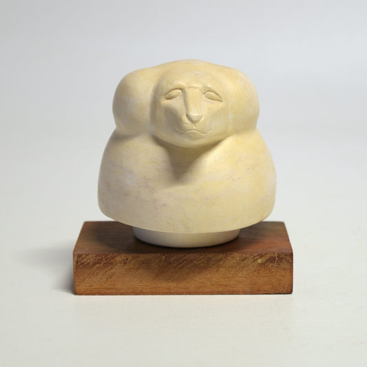 Bouchon vase canope Hapi "tête de babouin" sur socle bois